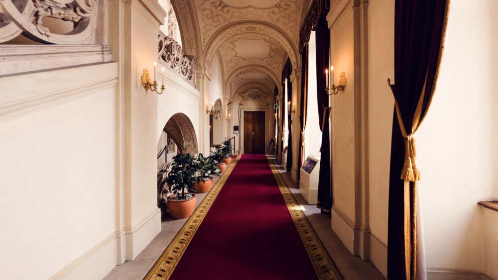Palais Kinsky Vienna baroque corridor.