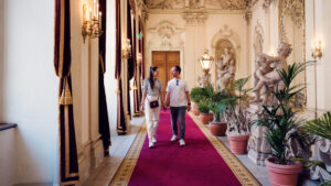 Adriana and Mario posing at Kinsky Palace Vienna.