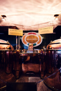 Traditional copper brewing barrels at Salm Bräu Vienna displaying authentic Austrian brewery craftsmanship.