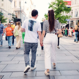 Adriana and Mario exploring Vienna's First District with Baroque architecture.