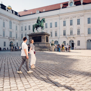 Josefsplatz Vienna, historic baroque square with Austrian National Library and Hofburg Palace complex in First District.