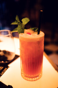 Loos Bar Wien cocktail served in crystal glass.