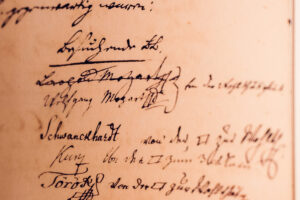 Mozart handwritten original document at Mozarthaus.