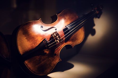 Historic violin display at Mozarthaus.