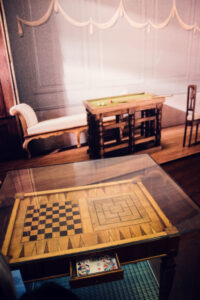 Mozarthaus museum interior with period furniture and historical displays.