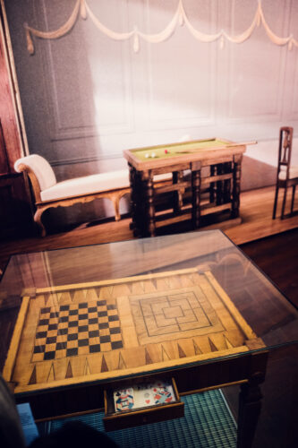Mozarthaus museum interior with period furniture and historical displays.