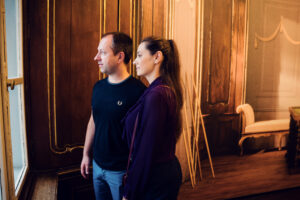 Adriana and Mario at Mozarthaus historic residence where Mozart lived from 1784 to 1787.