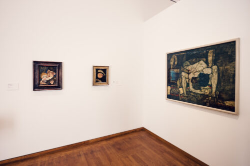 Expressionist artwork by Egon Schiele exhibited in Vienna.