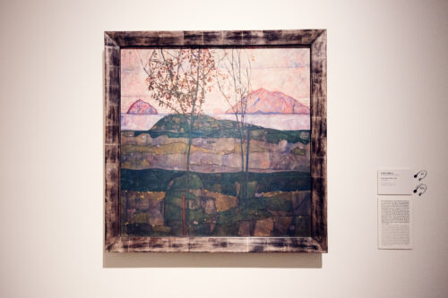 Close-up of Egon Schiele’s expressive painting in the Leopold Museum Vienna.