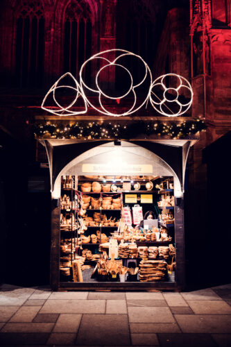 Handicraft vendors at Stephansplatz Christmas Market.