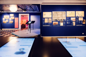 Interactive touchscreens and concert tour exhibition panels at House of Strauss.